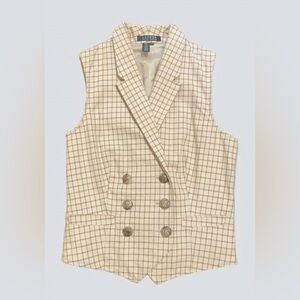 Vintage Ralph Lauren Plaid Double Breast Horse Buttons Vest